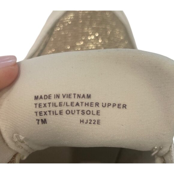 Michael Kors Womens Glitter Cream Slip-On Sneakers Size 7M Luxury Comfort Stretc - Picture 5 of 5